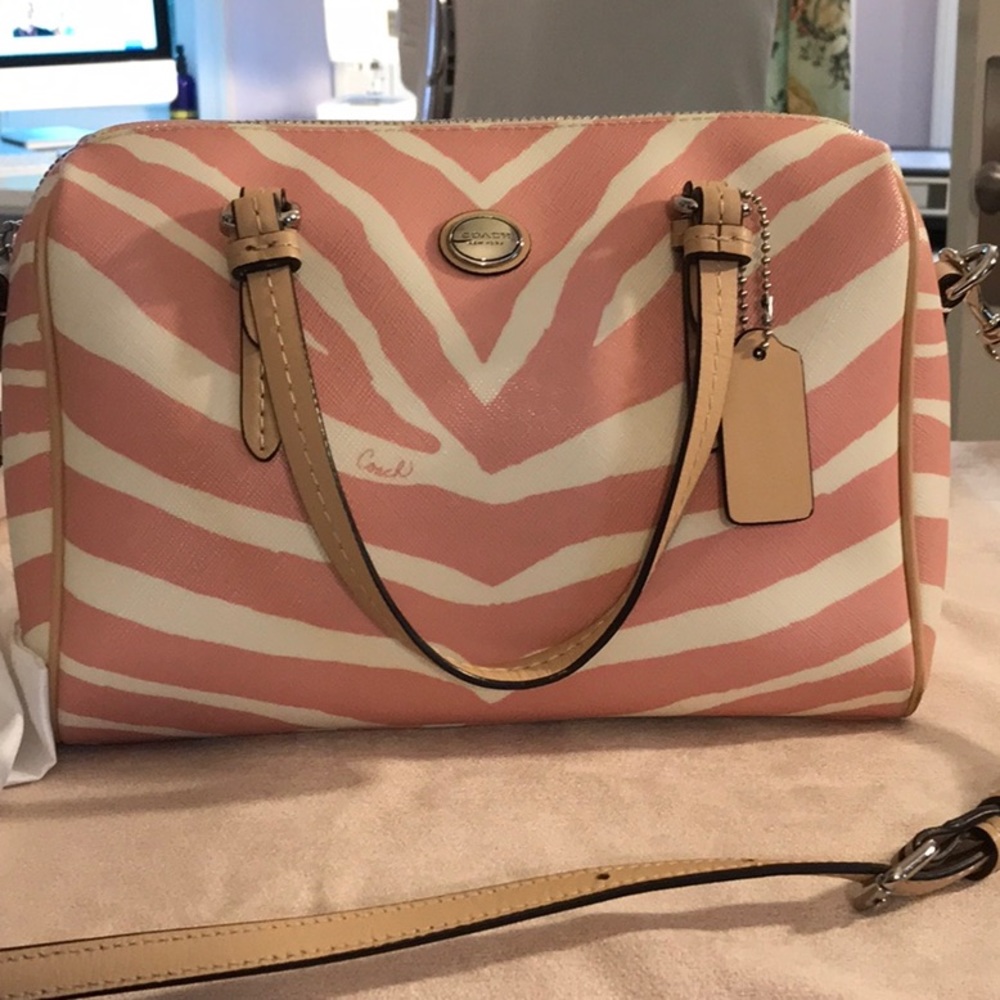 COACH MINI BENNETT SATCHEL ZEBRA PINK CREAM BAG
